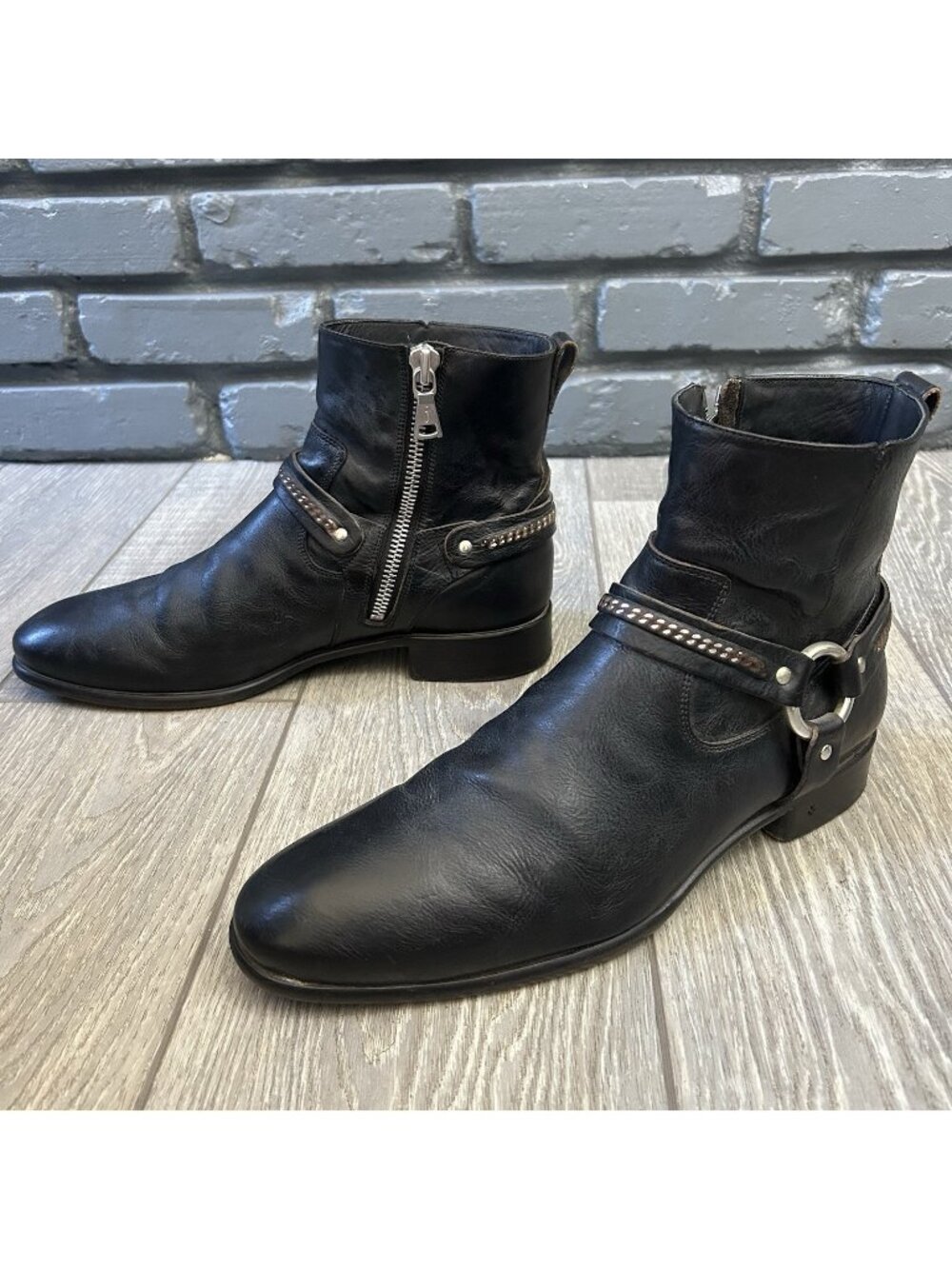 John Varvatos Italy Handmade 3306 Harness Ankle Boots Mens 10.5